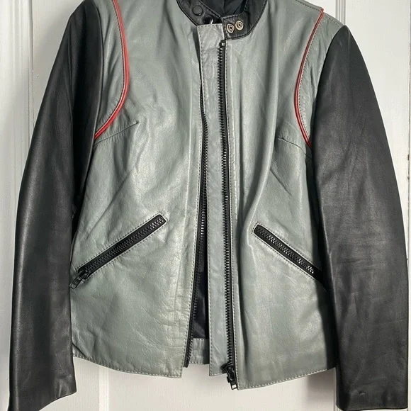 Vintage AMF HARLEY-DAVIDSON 70 Unisex LEATHER 2 tone color Moto BIKER JACKET, 36